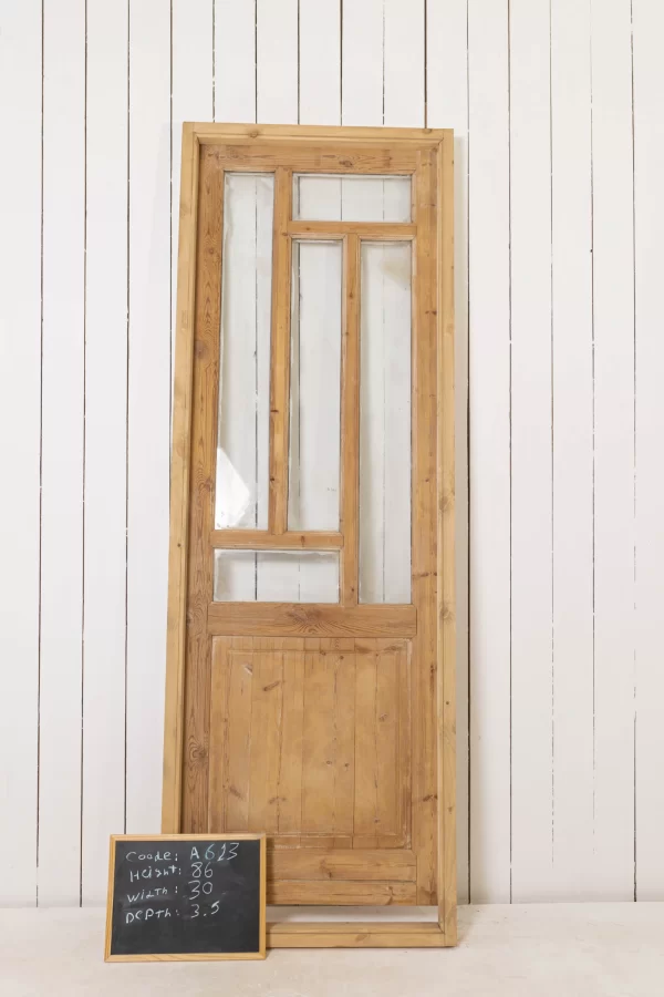 Antique French glass door WITH Frame - lot A613