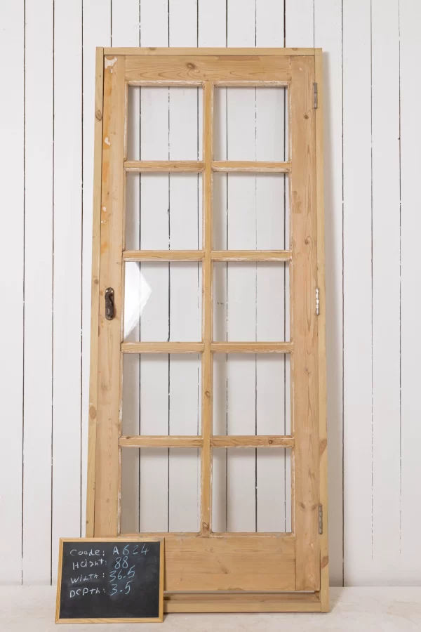 Antique French glass door WITH Frame - lot A624